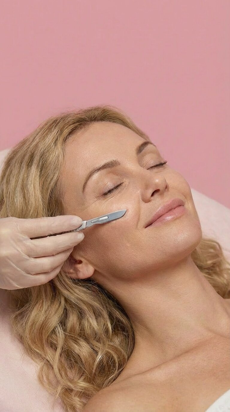 Dermaplaning Behandlung mit Klinge im Studio Beautéboom